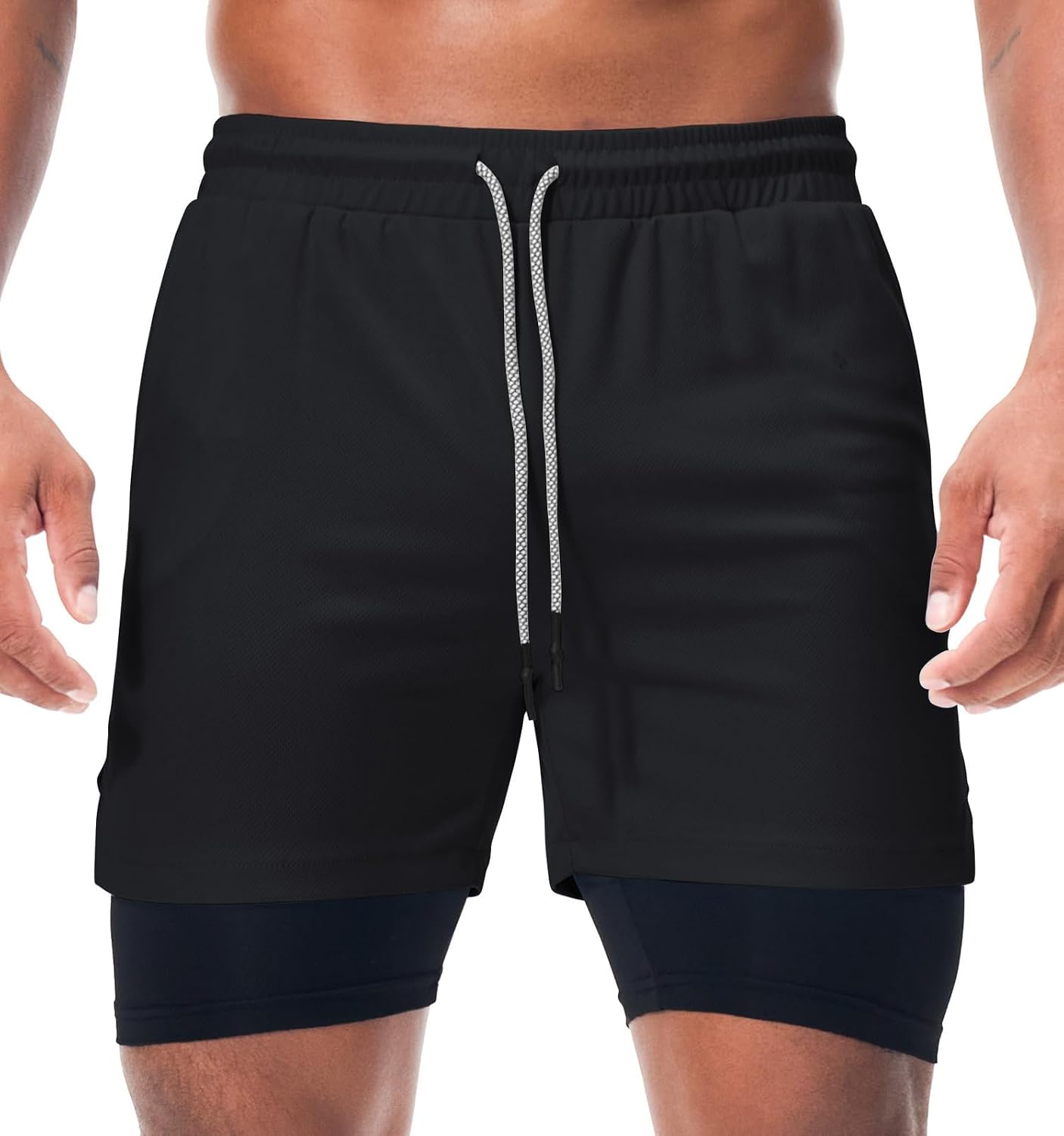 Mens Running Shorts，Workout Running Shorts for Men，2-in-1 Stealth Shorts， 7-Inch Gym Yoga Outdoor Sports Shorts