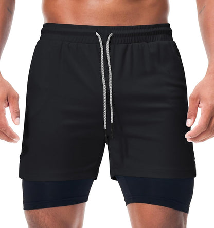 Mens Running Shorts，Workout Running Shorts for Men，2-in-1 Stealth Shorts， 7-Inch Gym Yoga Outdoor Sports Shorts