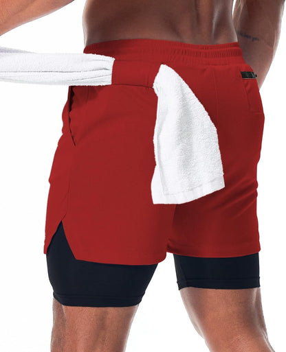 Mens Running Shorts，Workout Running Shorts for Men，2-in-1 Stealth Shorts， 7-Inch Gym Yoga Outdoor Sports Shorts