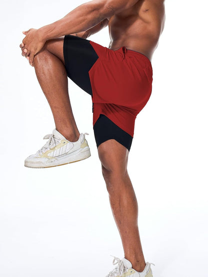 Mens Running Shorts，Workout Running Shorts for Men，2-in-1 Stealth Shorts， 7-Inch Gym Yoga Outdoor Sports Shorts