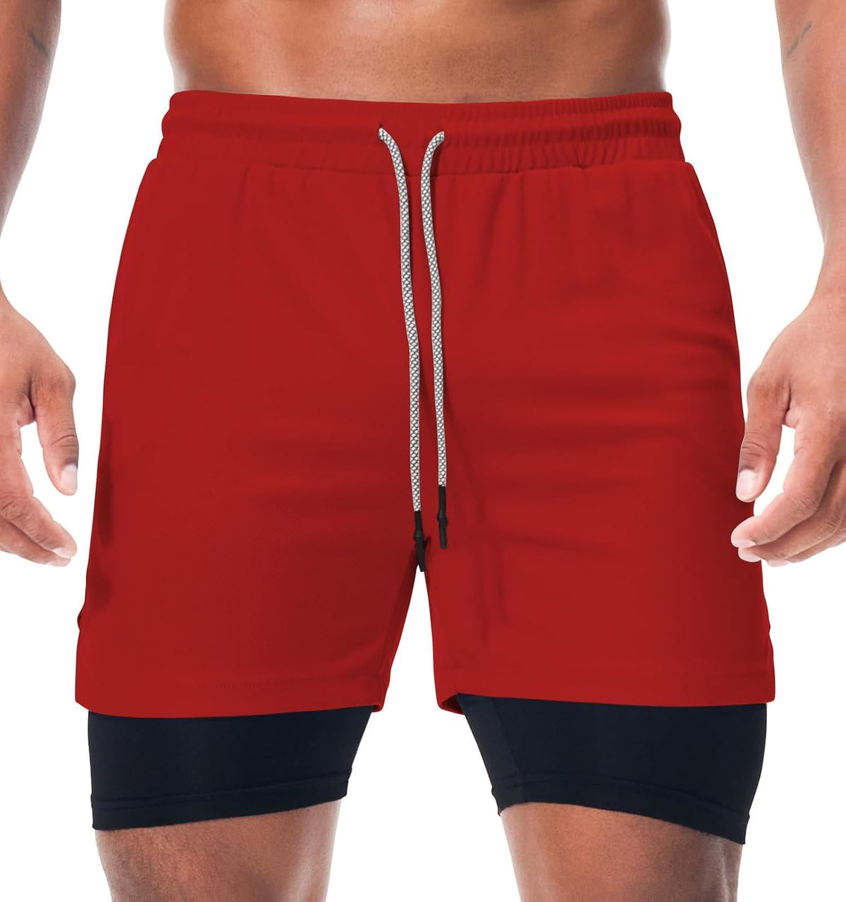 Mens Running Shorts，Workout Running Shorts for Men，2-in-1 Stealth Shorts， 7-Inch Gym Yoga Outdoor Sports Shorts