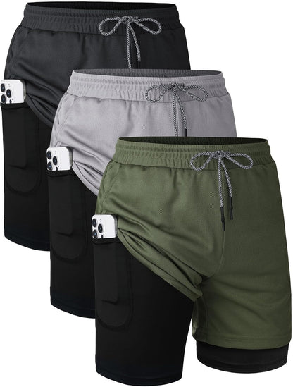 Mens Running Shorts，Workout Running Shorts for Men，2-in-1 Stealth Shorts， 7-Inch Gym Yoga Outdoor Sports Shorts