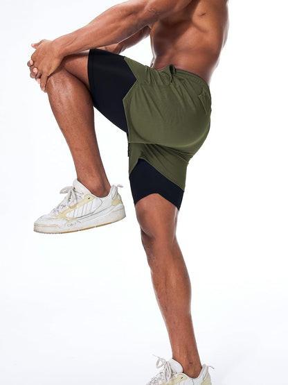 Mens Running Shorts，Workout Running Shorts for Men，2-in-1 Stealth Shorts， 7-Inch Gym Yoga Outdoor Sports Shorts