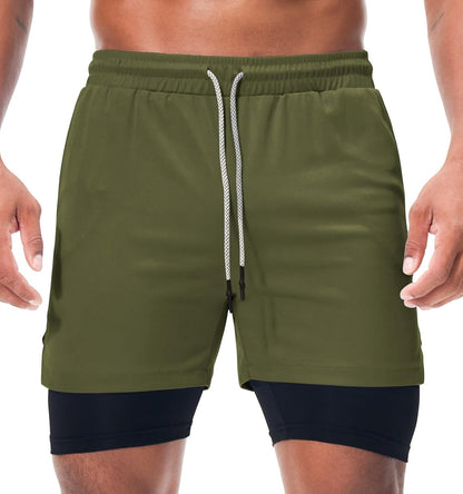 Mens Running Shorts，Workout Running Shorts for Men，2-in-1 Stealth Shorts， 7-Inch Gym Yoga Outdoor Sports Shorts