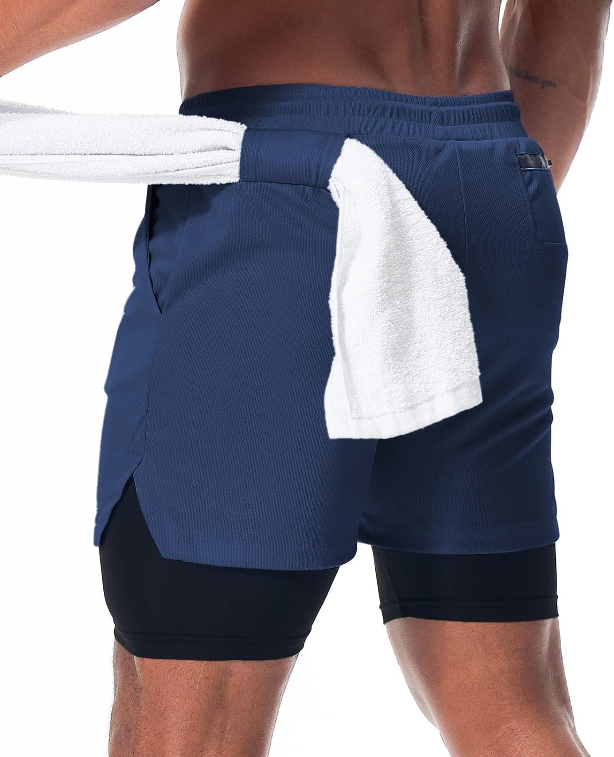 Mens Running Shorts，Workout Running Shorts for Men，2-in-1 Stealth Shorts， 7-Inch Gym Yoga Outdoor Sports Shorts