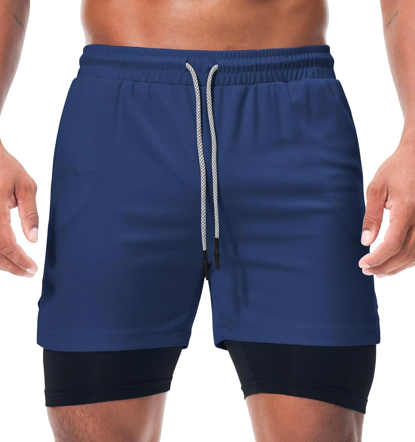 Mens Running Shorts，Workout Running Shorts for Men，2-in-1 Stealth Shorts， 7-Inch Gym Yoga Outdoor Sports Shorts