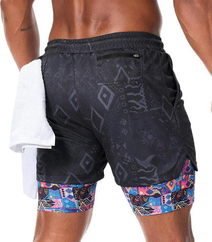 Mens Running Shorts，Workout Running Shorts for Men，2-in-1 Stealth Shorts， 7-Inch Gym Yoga Outdoor Sports Shorts