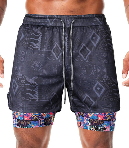 Mens Running Shorts，Workout Running Shorts for Men，2-in-1 Stealth Shorts， 7-Inch Gym Yoga Outdoor Sports Shorts