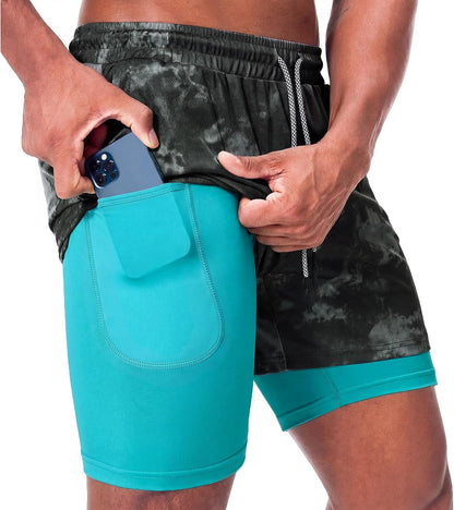 Mens Running Shorts，Workout Running Shorts for Men，2-in-1 Stealth Shorts， 7-Inch Gym Yoga Outdoor Sports Shorts