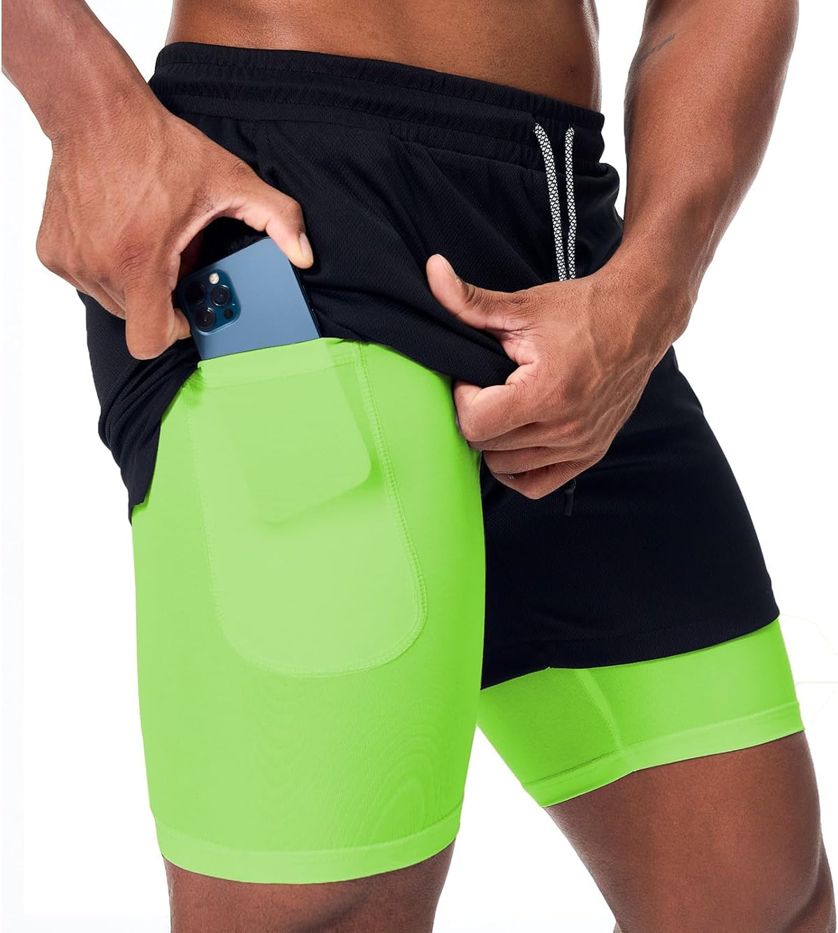 Mens Running Shorts，Workout Running Shorts for Men，2-in-1 Stealth Shorts， 7-Inch Gym Yoga Outdoor Sports Shorts