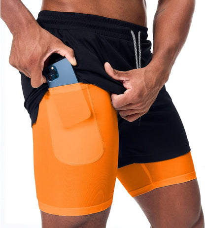 Mens Running Shorts，Workout Running Shorts for Men，2-in-1 Stealth Shorts， 7-Inch Gym Yoga Outdoor Sports Shorts