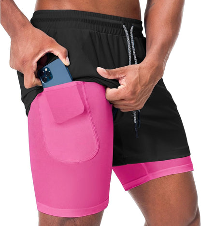Mens Running Shorts，Workout Running Shorts for Men，2-in-1 Stealth Shorts， 7-Inch Gym Yoga Outdoor Sports Shorts
