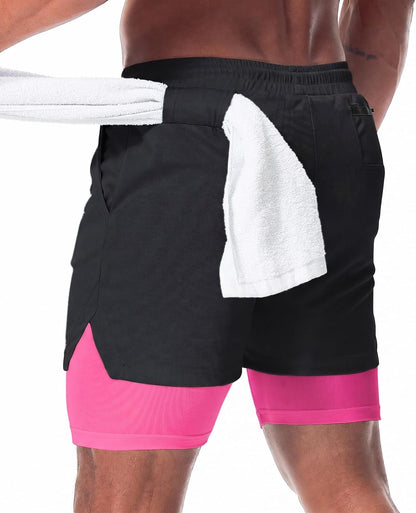 Mens Running Shorts，Workout Running Shorts for Men，2-in-1 Stealth Shorts， 7-Inch Gym Yoga Outdoor Sports Shorts