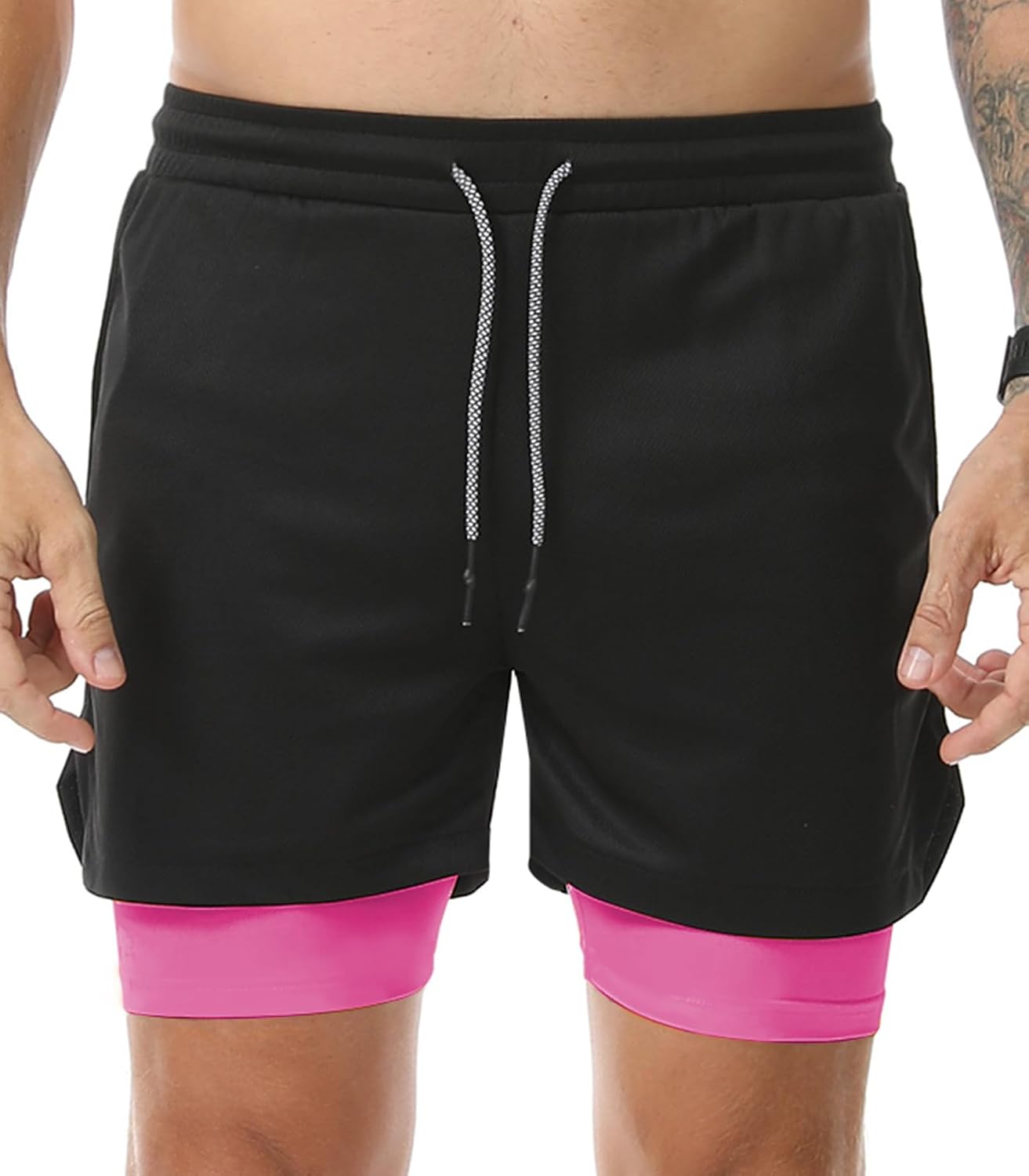 Mens Running Shorts，Workout Running Shorts for Men，2-in-1 Stealth Shorts， 7-Inch Gym Yoga Outdoor Sports Shorts