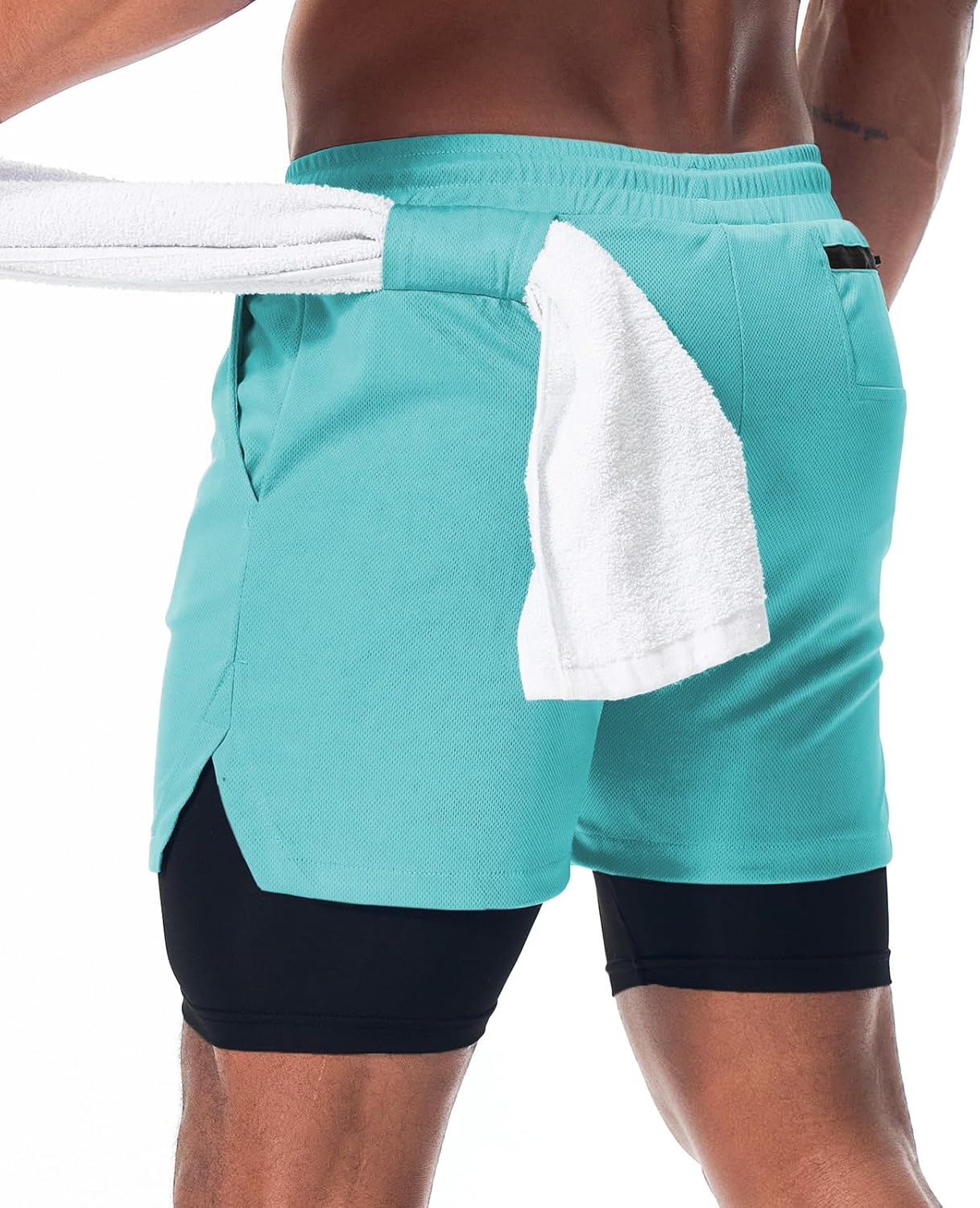 Mens Running Shorts，Workout Running Shorts for Men，2-in-1 Stealth Shorts， 7-Inch Gym Yoga Outdoor Sports Shorts