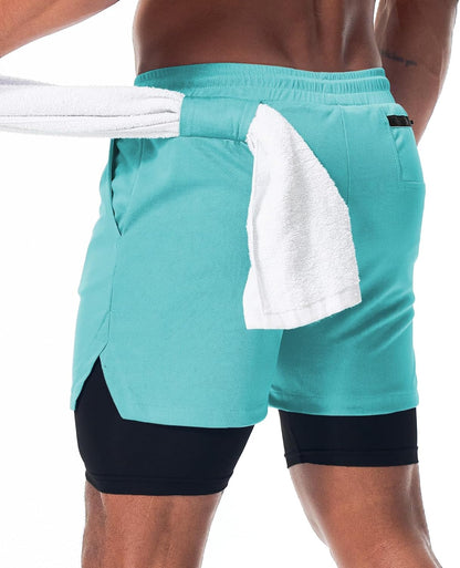 Mens Running Shorts，Workout Running Shorts for Men，2-in-1 Stealth Shorts， 7-Inch Gym Yoga Outdoor Sports Shorts