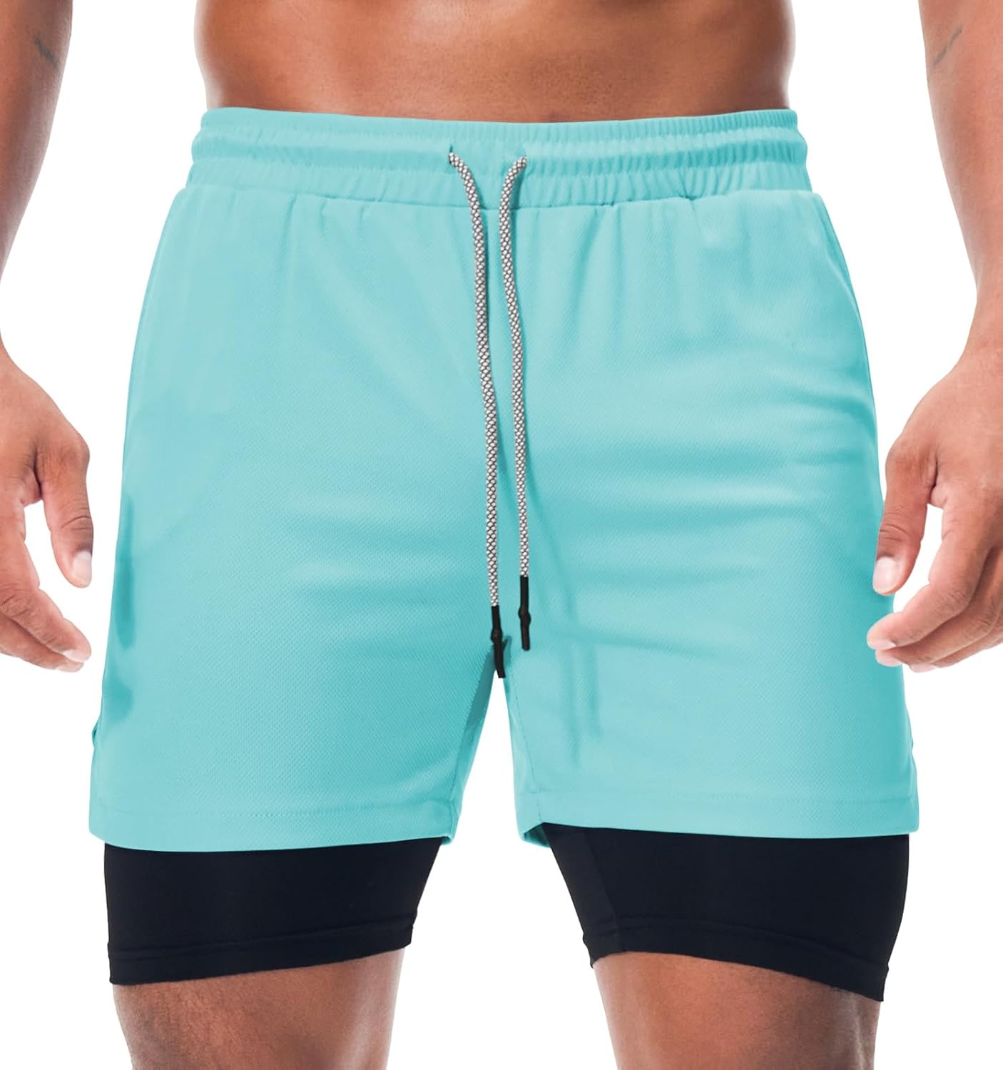 Mens Running Shorts，Workout Running Shorts for Men，2-in-1 Stealth Shorts， 7-Inch Gym Yoga Outdoor Sports Shorts