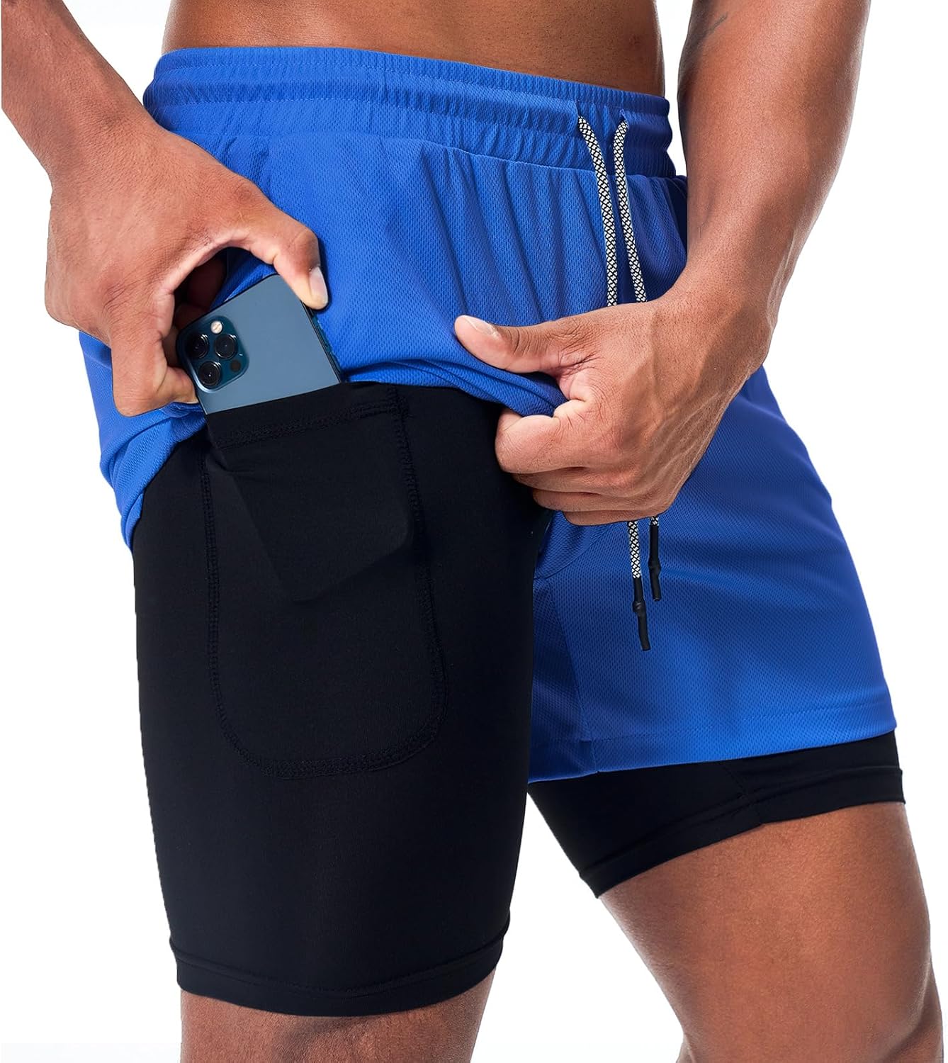 Mens Running Shorts，Workout Running Shorts for Men，2-in-1 Stealth Shorts， 7-Inch Gym Yoga Outdoor Sports Shorts