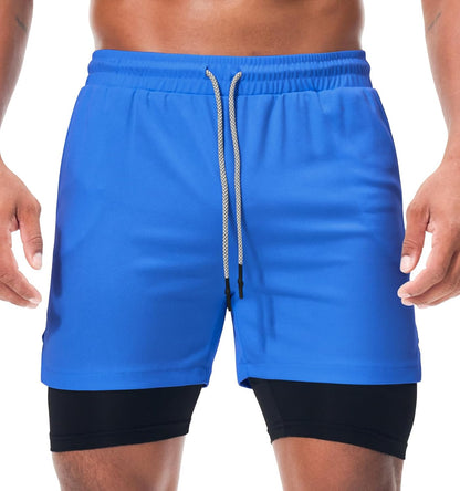 Mens Running Shorts，Workout Running Shorts for Men，2-in-1 Stealth Shorts， 7-Inch Gym Yoga Outdoor Sports Shorts