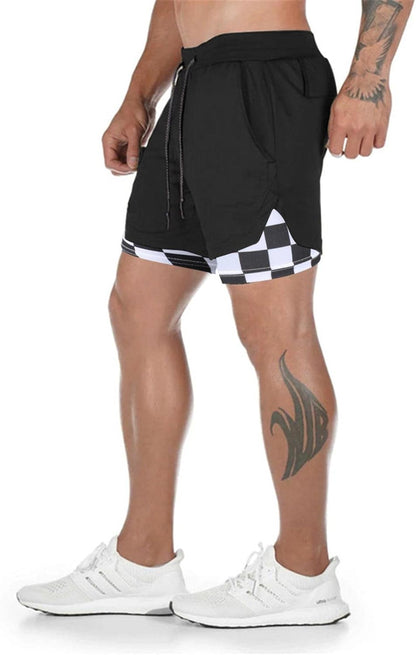 Mens Running Shorts，Workout Running Shorts for Men，2-in-1 Stealth Shorts， 7-Inch Gym Yoga Outdoor Sports Shorts