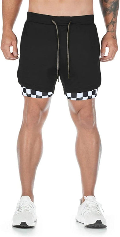 Mens Running Shorts，Workout Running Shorts for Men，2-in-1 Stealth Shorts， 7-Inch Gym Yoga Outdoor Sports Shorts