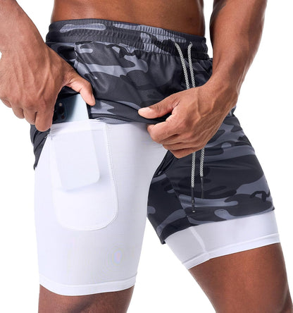 Mens Running Shorts，Workout Running Shorts for Men，2-in-1 Stealth Shorts， 7-Inch Gym Yoga Outdoor Sports Shorts
