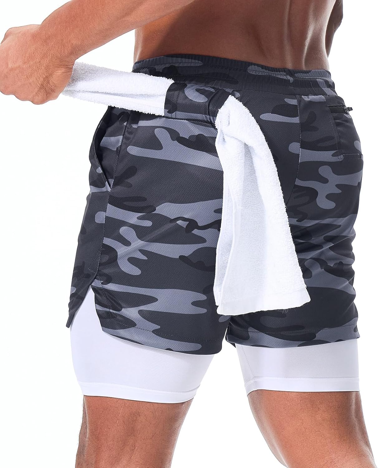 Mens Running Shorts，Workout Running Shorts for Men，2-in-1 Stealth Shorts， 7-Inch Gym Yoga Outdoor Sports Shorts