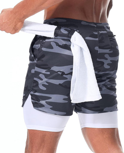 Mens Running Shorts，Workout Running Shorts for Men，2-in-1 Stealth Shorts， 7-Inch Gym Yoga Outdoor Sports Shorts