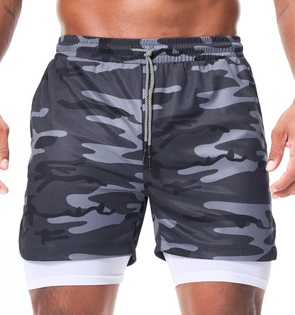 Mens Running Shorts，Workout Running Shorts for Men，2-in-1 Stealth Shorts， 7-Inch Gym Yoga Outdoor Sports Shorts