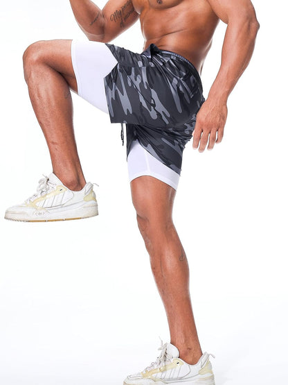Mens Running Shorts，Workout Running Shorts for Men，2-in-1 Stealth Shorts， 7-Inch Gym Yoga Outdoor Sports Shorts