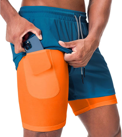 Mens Running Shorts，Workout Running Shorts for Men，2-in-1 Stealth Shorts， 7-Inch Gym Yoga Outdoor Sports Shorts