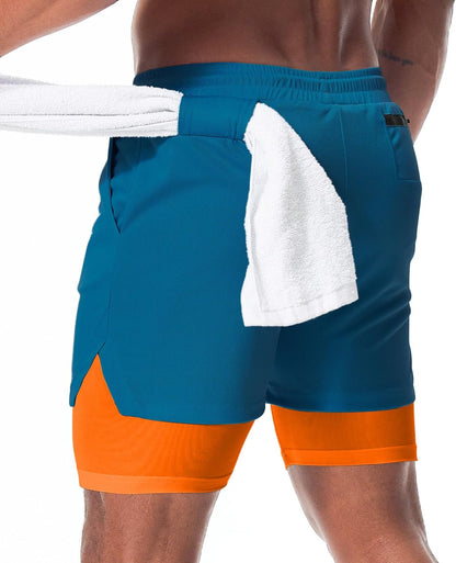 Mens Running Shorts，Workout Running Shorts for Men，2-in-1 Stealth Shorts， 7-Inch Gym Yoga Outdoor Sports Shorts