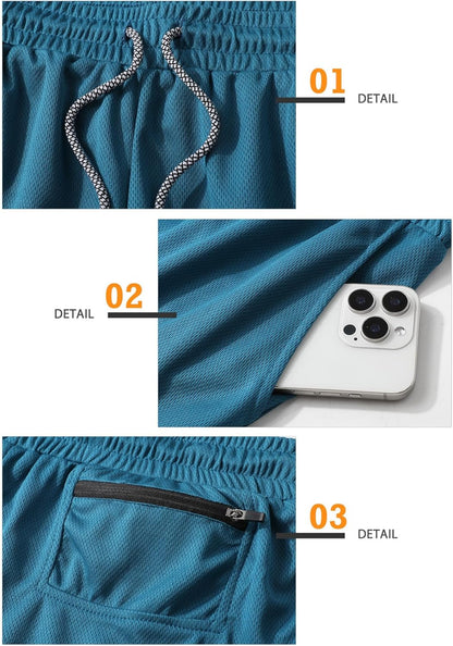 Mens Running Shorts，Workout Running Shorts for Men，2-in-1 Stealth Shorts， 7-Inch Gym Yoga Outdoor Sports Shorts