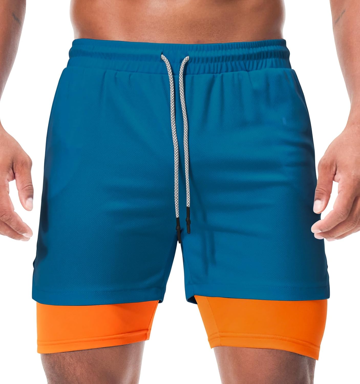 Mens Running Shorts，Workout Running Shorts for Men，2-in-1 Stealth Shorts， 7-Inch Gym Yoga Outdoor Sports Shorts