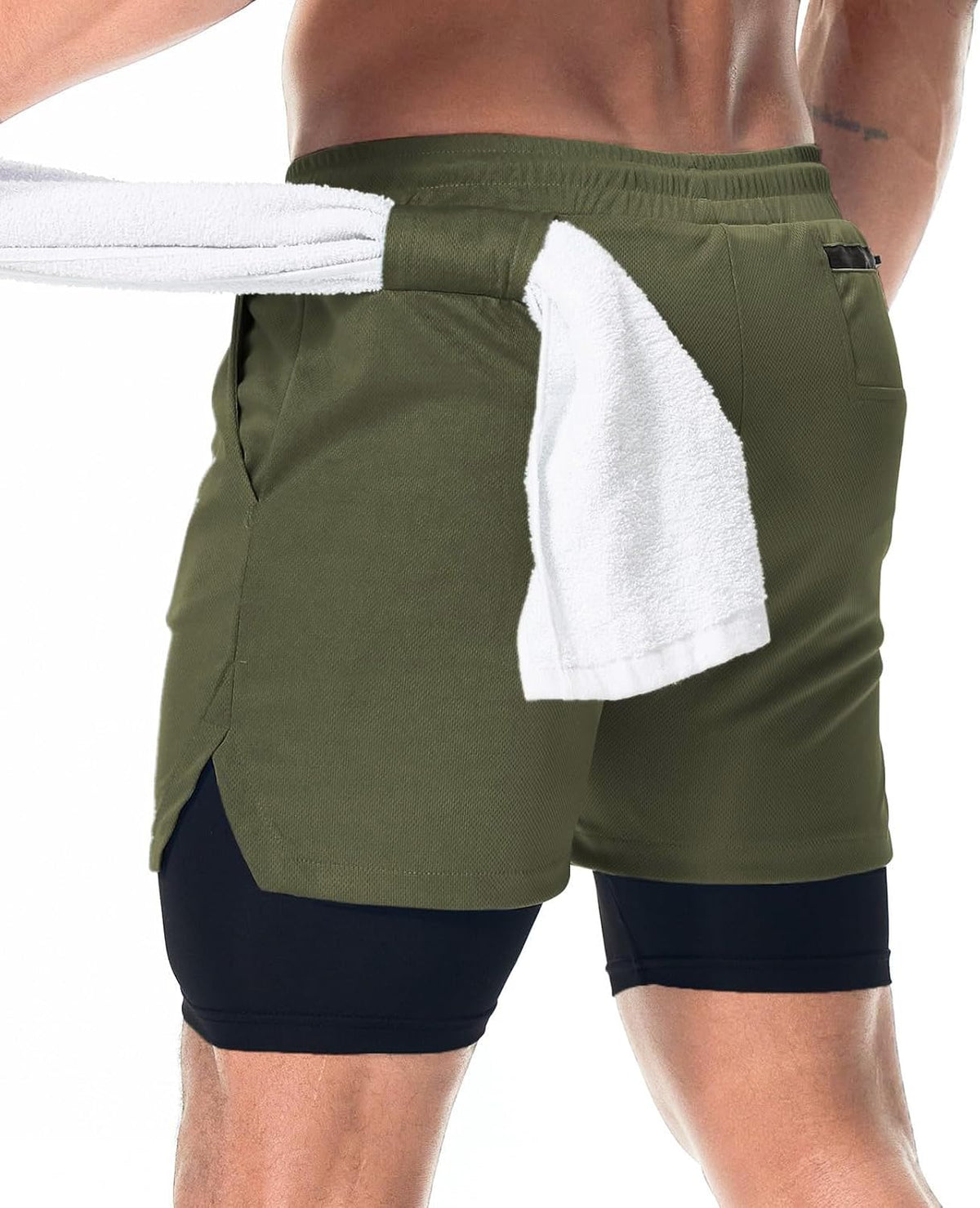 Mens Running Shorts，Workout Running Shorts for Men，2-in-1 Stealth Shorts， 7-Inch Gym Yoga Outdoor Sports Shorts