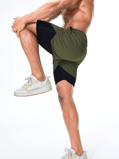 Mens Running Shorts，Workout Running Shorts for Men，2-in-1 Stealth Shorts， 7-Inch Gym Yoga Outdoor Sports Shorts