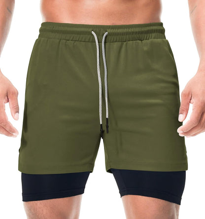 Mens Running Shorts，Workout Running Shorts for Men，2-in-1 Stealth Shorts， 7-Inch Gym Yoga Outdoor Sports Shorts