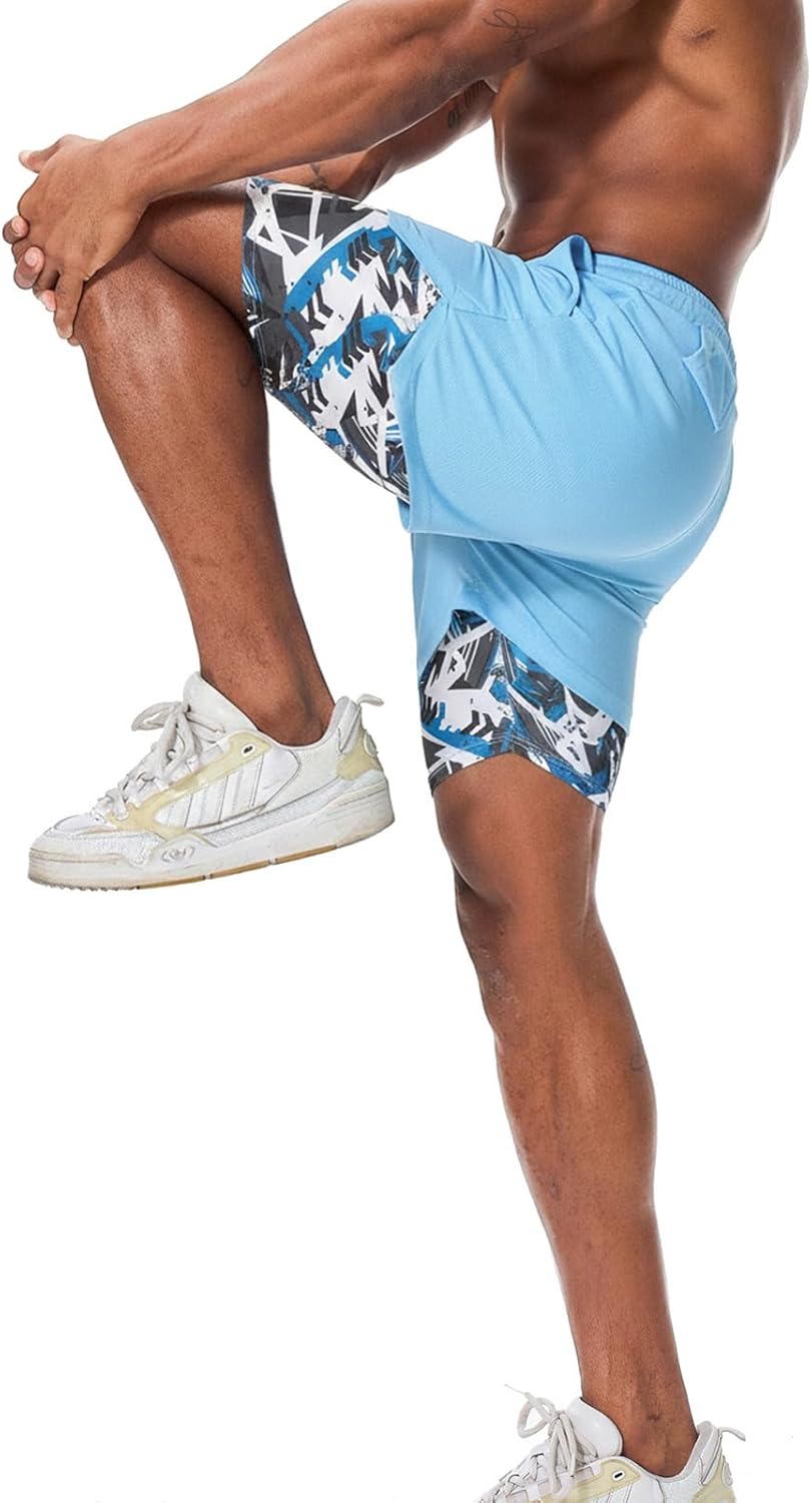 Mens Running Shorts，Workout Running Shorts for Men，2-in-1 Stealth Shorts， 7-Inch Gym Yoga Outdoor Sports Shorts