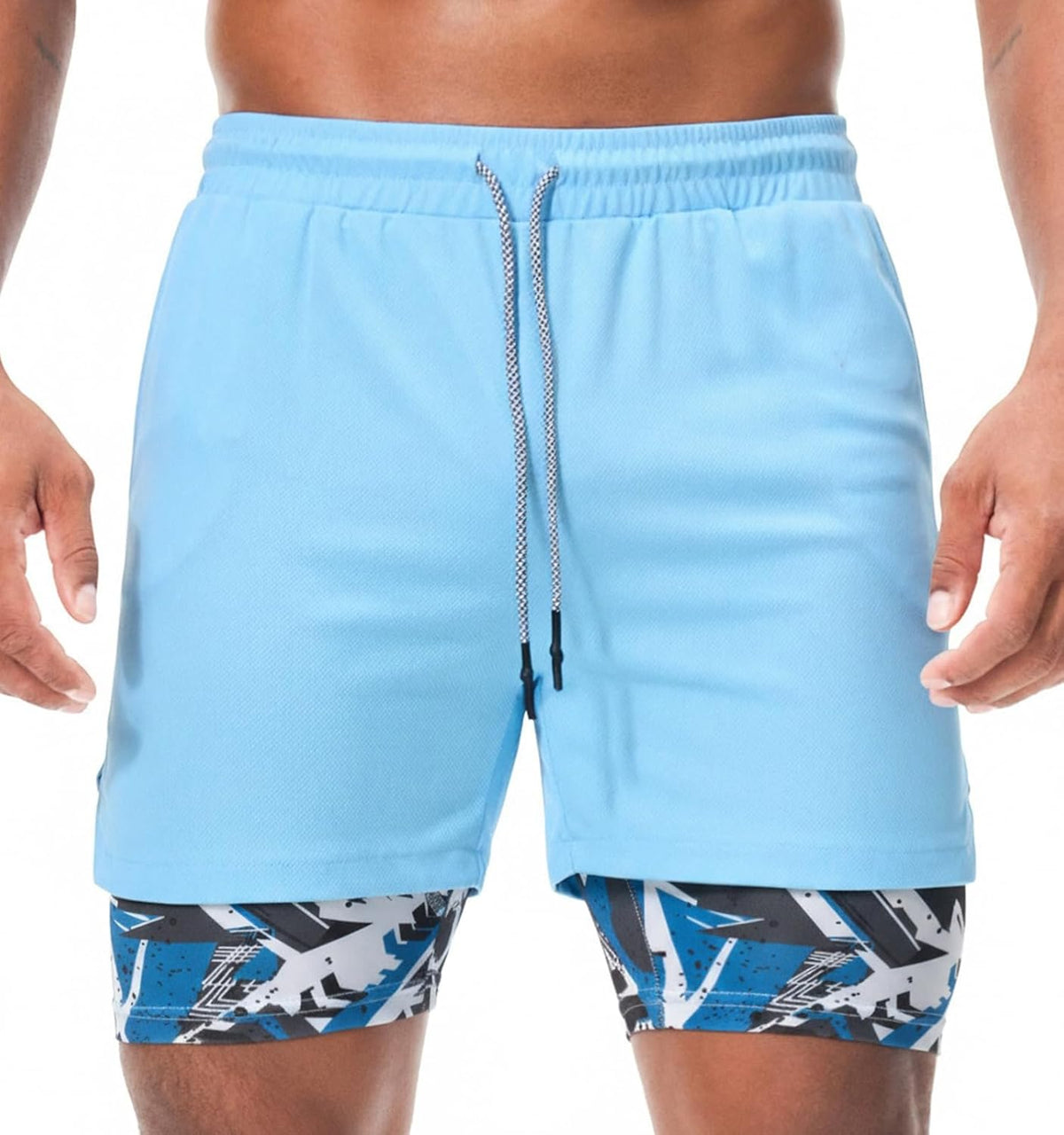 Mens Running Shorts，Workout Running Shorts for Men，2-in-1 Stealth Shorts， 7-Inch Gym Yoga Outdoor Sports Shorts