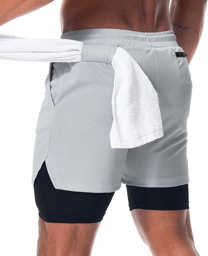 Mens Running Shorts，Workout Running Shorts for Men，2-in-1 Stealth Shorts， 7-Inch Gym Yoga Outdoor Sports Shorts