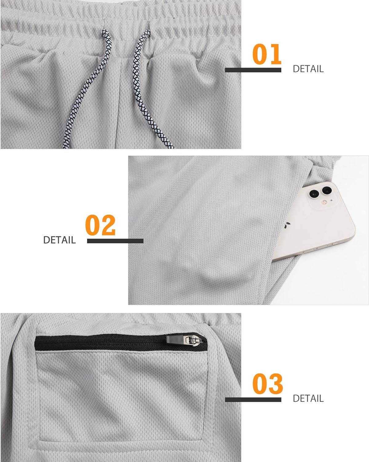 Mens Running Shorts，Workout Running Shorts for Men，2-in-1 Stealth Shorts， 7-Inch Gym Yoga Outdoor Sports Shorts