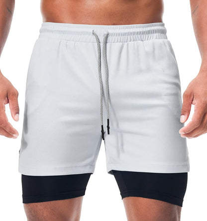 Mens Running Shorts，Workout Running Shorts for Men，2-in-1 Stealth Shorts， 7-Inch Gym Yoga Outdoor Sports Shorts