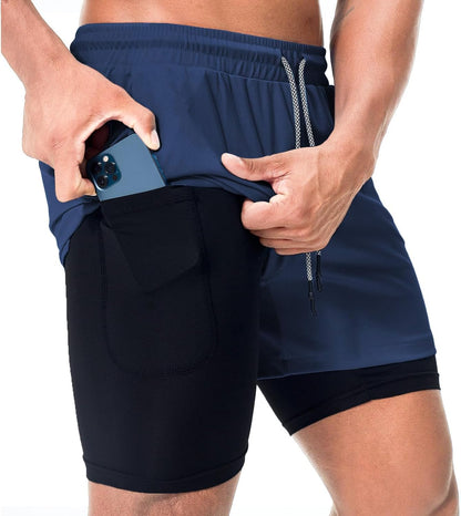 Mens Running Shorts，Workout Running Shorts for Men，2-in-1 Stealth Shorts， 7-Inch Gym Yoga Outdoor Sports Shorts