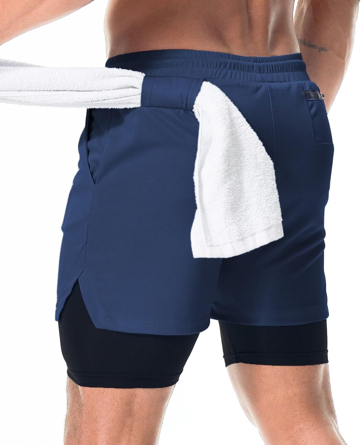 Mens Running Shorts，Workout Running Shorts for Men，2-in-1 Stealth Shorts， 7-Inch Gym Yoga Outdoor Sports Shorts