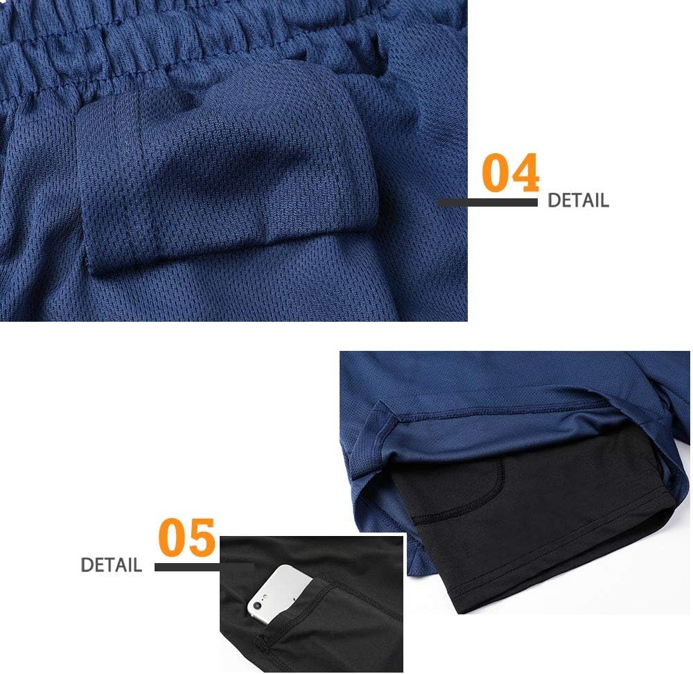 Mens Running Shorts，Workout Running Shorts for Men，2-in-1 Stealth Shorts， 7-Inch Gym Yoga Outdoor Sports Shorts