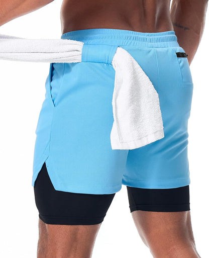 Mens Running Shorts，Workout Running Shorts for Men，2-in-1 Stealth Shorts， 7-Inch Gym Yoga Outdoor Sports Shorts