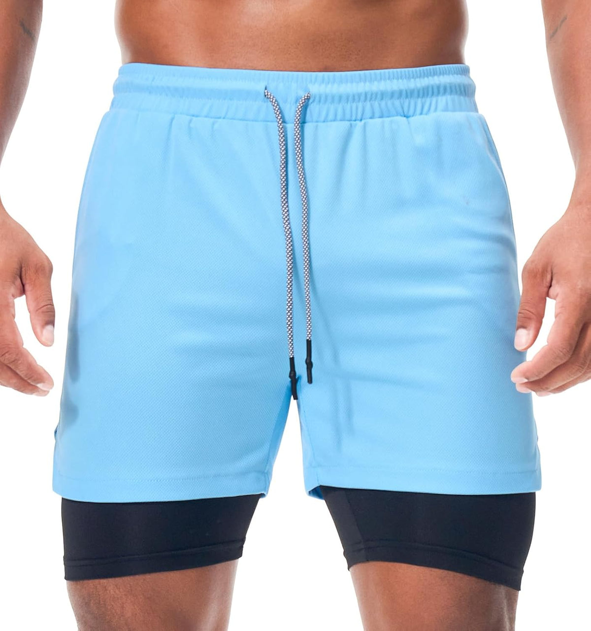 Mens Running Shorts，Workout Running Shorts for Men，2-in-1 Stealth Shorts， 7-Inch Gym Yoga Outdoor Sports Shorts