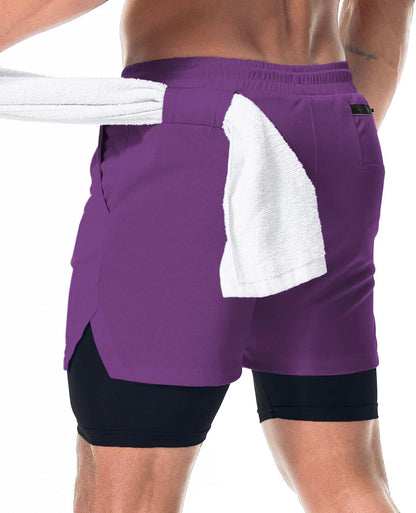 Mens Running Shorts，Workout Running Shorts for Men，2-in-1 Stealth Shorts， 7-Inch Gym Yoga Outdoor Sports Shorts