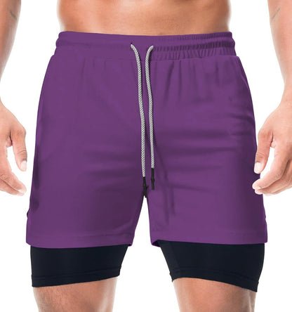 Mens Running Shorts，Workout Running Shorts for Men，2-in-1 Stealth Shorts， 7-Inch Gym Yoga Outdoor Sports Shorts