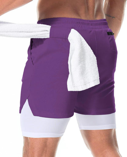 Mens Running Shorts，Workout Running Shorts for Men，2-in-1 Stealth Shorts， 7-Inch Gym Yoga Outdoor Sports Shorts